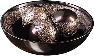 Home Decor Decorative Bowl with Orbs Set - Centerpiece Table Decorations - Coffee Table Decor - Home Decorations for Living Room Decor, Big Table Centerpieces for Dining Room Table (Dublin Brown)