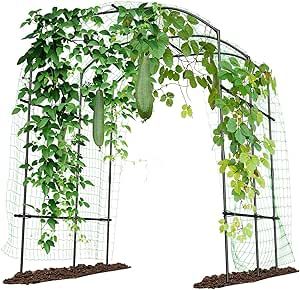 UrGROWA Extra Tall Garden Arch Trellis for Climbing Plants Outdoor, 87" H Metal Arbor Plant Support Trellis Archway for Climbing Vine Vegetable/Fruit/Flower Yard Lawn Garden