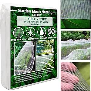 Garden Netting, Plant Covers 10x33Ft Net Ultra Fine Mesh Protection Netting for Vegetable Plants Fruits Flowers Crops Greenhouse Row Cover Raised Bed Barrier Screen Protection Net Cover