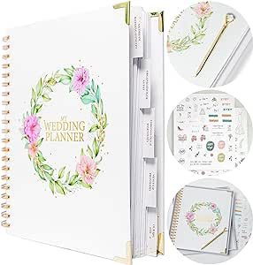 Elegant Wedding Planner, Wedding Planner Book and Organizer for the Bride includes pen and stickers, Wedding Planner Organiser hard cover, Wedding Planning Book with gift box, Wedding Planning