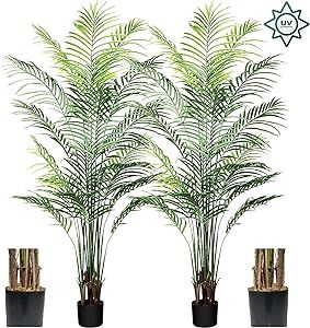 5ft Artificial Palm Tree Indoor Plant Tall Fake Tropical Paradise Palm Tree Pre-Potted Artificial Palm Tree for Home Office Living Room Bedroom Farmhouse Modern Decor 2 pcs