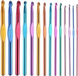 14 pcs Multicolor Aluminum Crochet Hooks Knitting Needles Craft Yarn 2-10mm