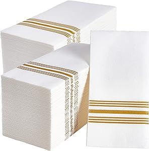 Vplus 300 PACK Guest Towels Disposable Bathroom, Decorative Bathroom Napkins Cloth Feel, Soft, and Absorbent Disposable Paper Hand Towel for Dinners, Kitchen, Parties, Weddings, Christmas Party