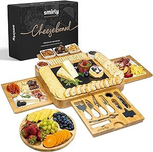 SMIRLY Charcuterie Boards Gift Set: Charcuterie Board Set, Bamboo Cheese Board Set - Unique Mothers Day Gifts for Mom - House Warming Gifts New Home, Wedding Gifts for Couple, Bridal Shower Gift