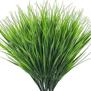 8 Bundles Outdoor Artificial Boxwood UV Resistant Fake Stems Plants, Faux Plastic Greenery for Indoor Outside Hanging Plants Garden Porch Window Box Home Wedding Farmhouse Decor