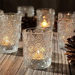 24Pcs Votive Candle Holders for Table, Starry Night Tea Lights Candles Holders, Clear Glass Candle Holder for Wedding Decor, Table Centerpiece, Home Decor