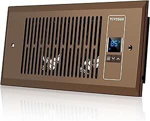 VIVOSUN Quiet Register Booster Fan 4”?10”, Smart Register Vent with Intelligent Thermostat Control, Cooling Heating AC Vent Booster Fan, Brown