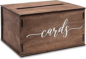 Wooden Wedding Card Box with Slot & Lid | Decorations for Reception for Wedding Gifts & Money | Baby & Bridal Shower, Graduation - Standard Size