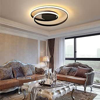 Modern Ceiling Light Spiral Black Round Flush LED Ceiling Lamp Remote Control Dimmable Ceiling Light Fixture for Bedroom Living Room Dining Room Kid's Room (17'' Round 47W)