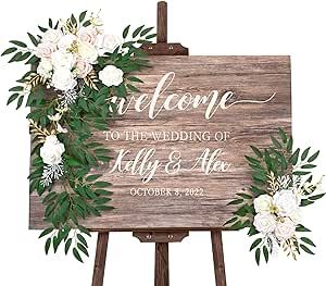 DORIS HOME Artificial Wedding Flowers Swag for Wedding Ceremony Sign Floral Decoration White 1 Set