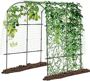 DoCred Tall Garden Arch Trellis for Climbing Plants, 87in Tall Metal Plant Support Trellis Archway for Climbing Vine Vegetable/Fruit/Flower Outdoor Yard Lawn Garden Arch Tunnel Trellis
