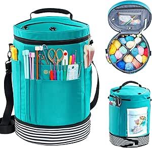 Expandable Crochet Bag-Knitting Bag Yarn Storage Organizer - Yarn Bag and Crochet Tote, Yarn Holder for Crocheting, Crochet Accessories, Suppliers, Needles with Zipper Closure-Ideal Gift