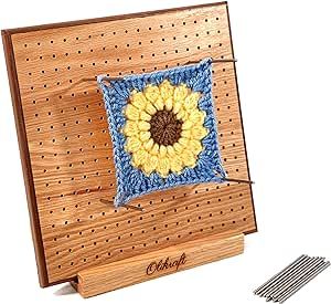 ?????????????? ?????????????? ???????????????? ?????????? – Crochet Blocking Board for Crocheting with 50 Stainless Steel Rod Pins – Ideal for Granny Squares – Superior Craft Tool (11 inches)