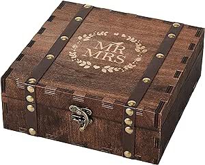 AW BRIDAL Wedding Keepsake Box with Lids Wood Memory Box Bridal Shower Gifts Wedding Engagement Gifts for Couples Mr Mrs Storage Gift Box