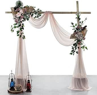 MDS Pack of 2 Panels (30" Width x 30Ft Long) Wedding Arch Draping Fabric Sheer Chiffon Fabric Drapery for Wedding Ceremony Reception Swag and Backdrop Decorations - Nude