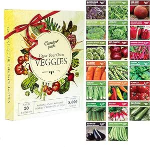 Garden Pack 20 Vegetable Seeds Varieties – High Yield Garden Seeds for Planting Vegetables – Over 8,000 Premium, Non-GMO Heirloom Seeds for Outdoor & Indoor Garden