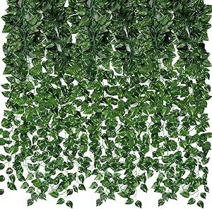 CEWOR 24 Pack 173ft Artificial Ivy Greenery Garland, Fake Vines Hanging Plants Backdrop for Room Bedroom Wall Decor, Green Leaves for Jungle Theme Party Wedding Decoration