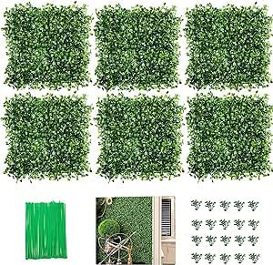 Grass Wall 12 Pack 10"x10" Artificial Boxwood Hedge Wall Panels, Privacy Hedge Screen Faux Boxwood for Outdoor,Indoor,Garden,Fence,Backyard,Greenery Walls