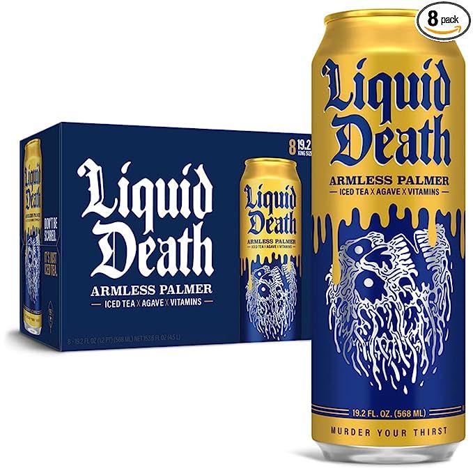 Liquid Death Iced Black Tea, Armless Palmer