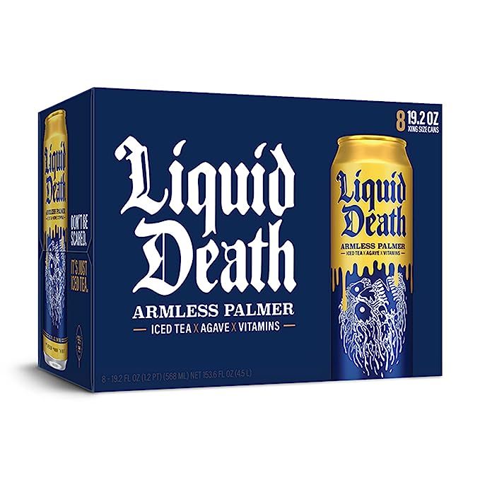 Liquid Death Iced Black Tea, Armless Palmer